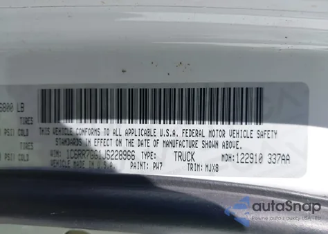 2018 Ram 1500 from USA, damaged, VIN 1C6RR7GG1JS228966